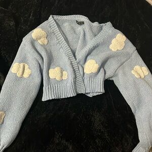 Light blue with clouds cropped cardigan. Shein. Size medium.
